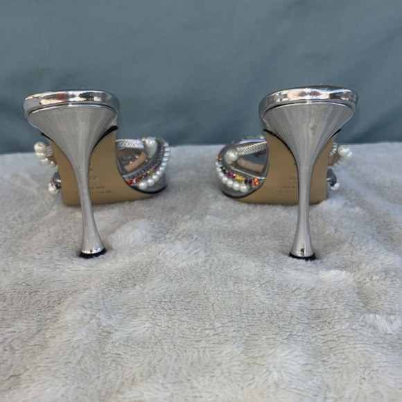 MACH & MACH Silver and Pearl Embellished Heels - Picture 6 of 11